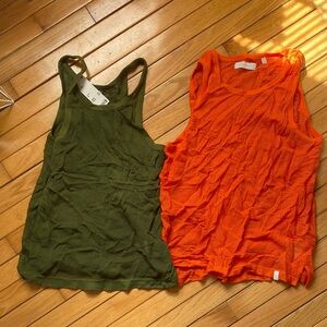 Green and Orange Mesh Tank Tops